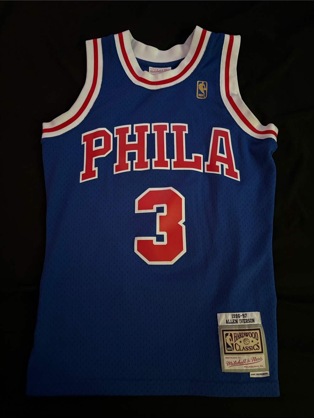 Mitchell & Ness Philadelphia 76ers Blue Red White #3 Jersey